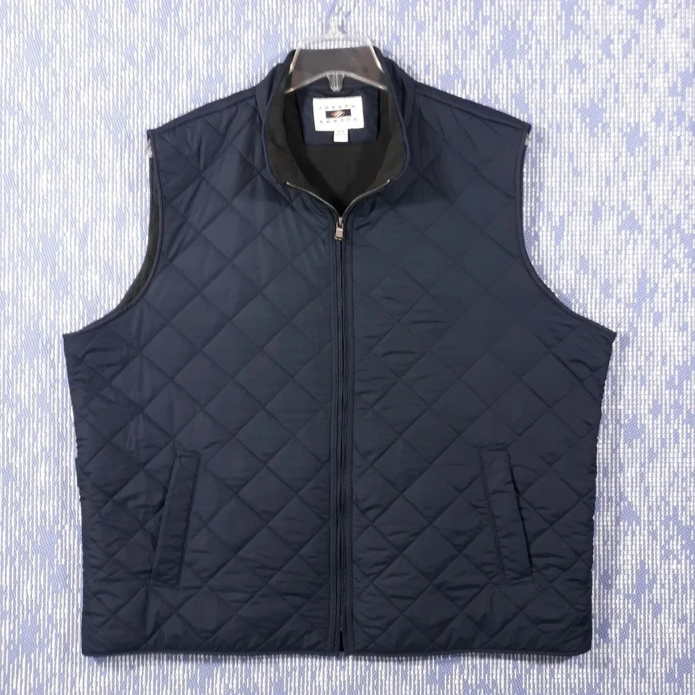Joseph Abboud Quilted Vest Size 2XL Full Zip Blue Outdoor